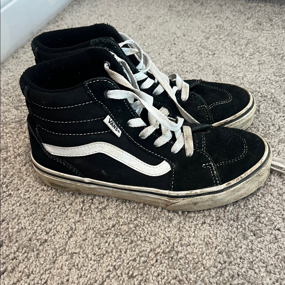 Vans Kids Black Canvas Sneakers with White Accents